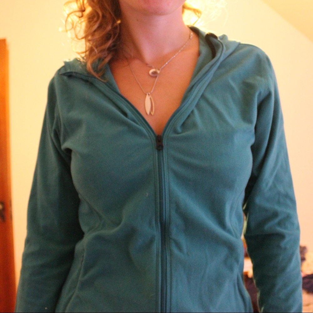 Teal zip up fleece hoodie